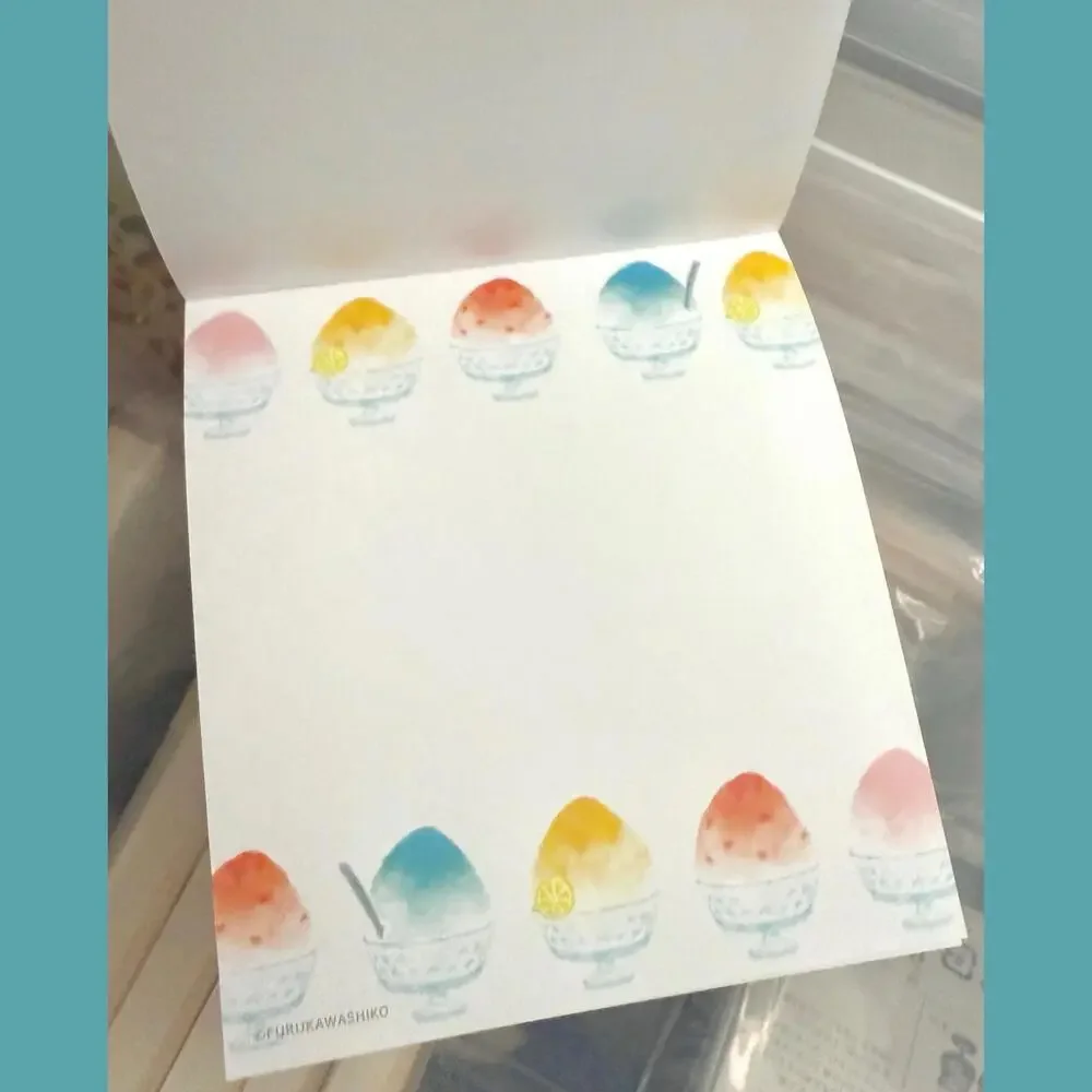 Furukawashiko Memo Pad - Strawberry Shaved Ice, Japanese Summer Treats Dessert